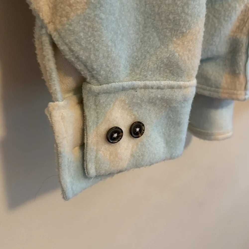 Free People Into the Wild Jacket Plaid Print Blue Cloud Sz M - Picture 4 of 5